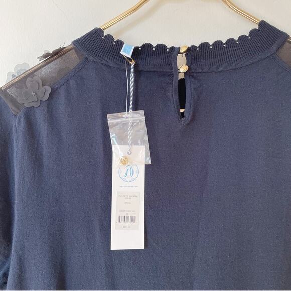 NWT Draper James Navy Fleurette Sweater Knit Fit and Flare Dress M - Picture 9 of 11